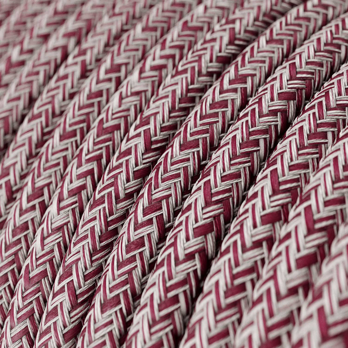 Corda elettrica in tessuto Tweed Burgundy glitterato - L'Originale Creative Cables, per impianti a vista e lampade - RS83