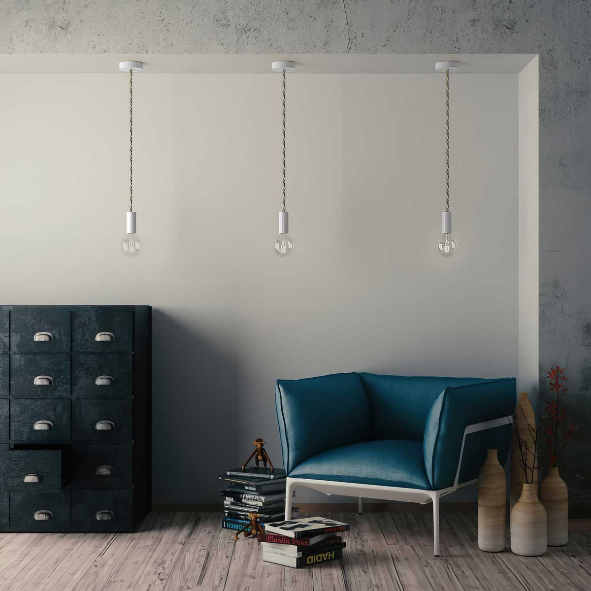 Cordone elettrico 3x0,75 rivestito in juta, cotone e lino naturale Country