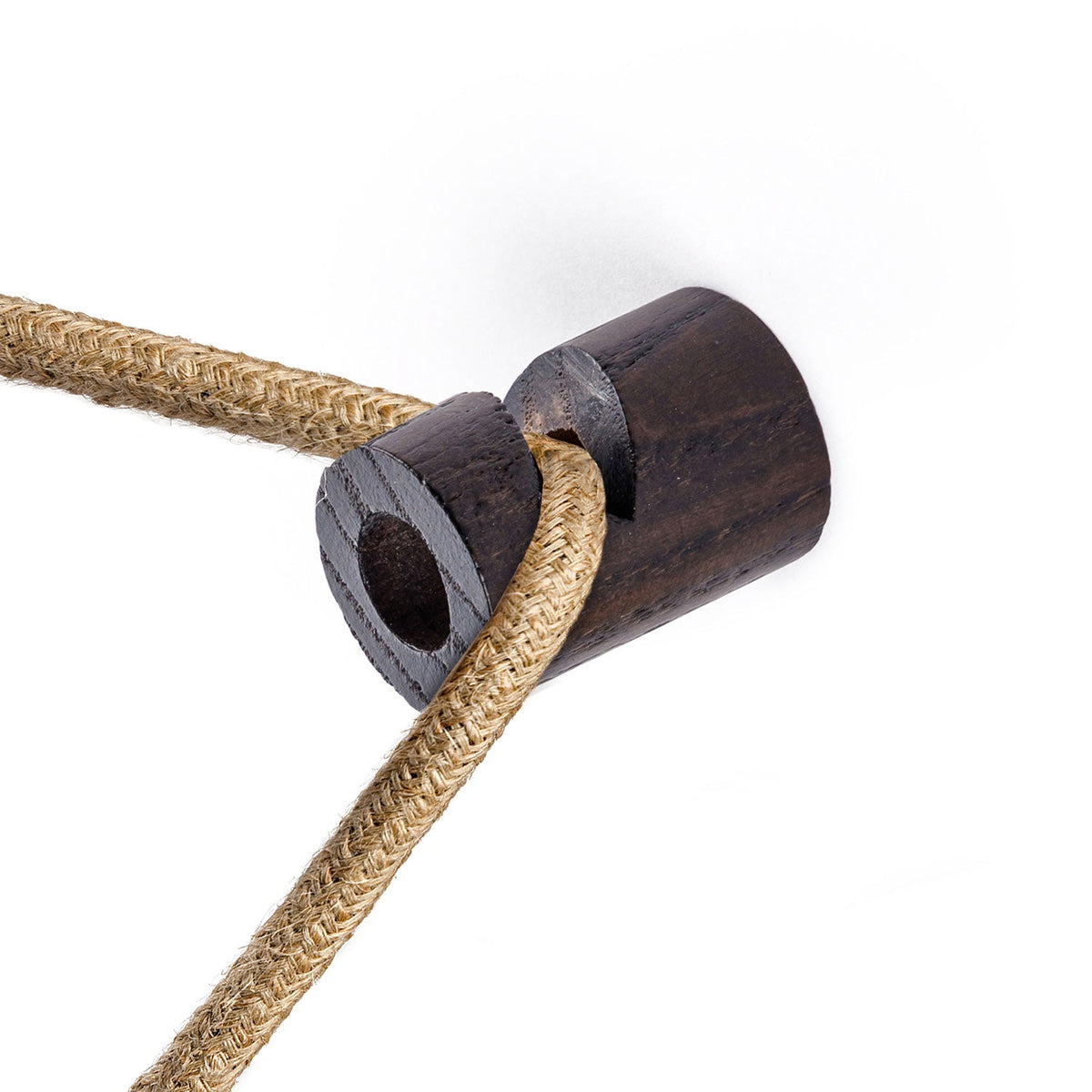 Decentratore, gancio a “V” a soffitto o parete in legno per cavo elettrico tessile - Effetto Wengé