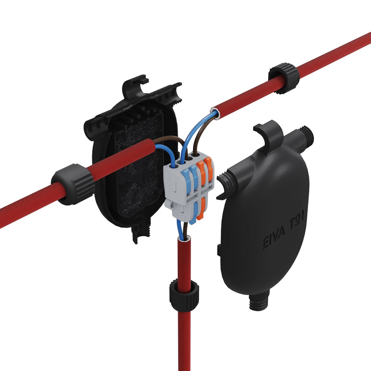 EIVA-3 Giunto a 3 vie IP65 per esterno - Sistema Modulair - Nero