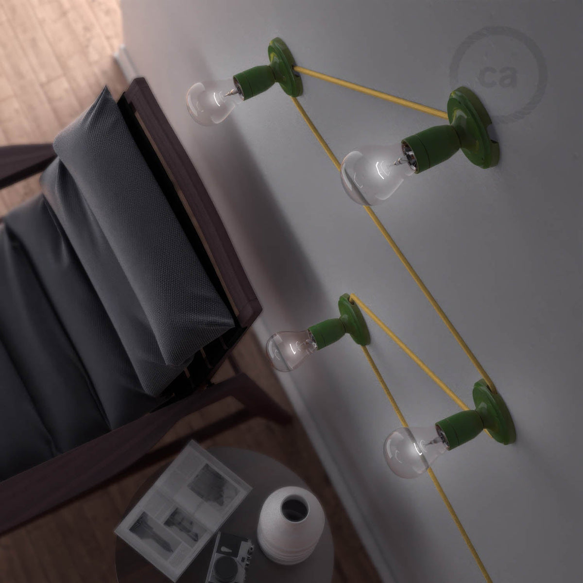 Fermaluce Color, il punto luce colorato in porcellana da parete o soffitto - Verde