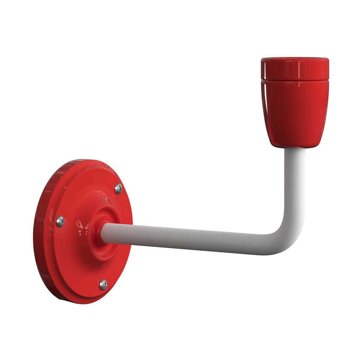 Fermaluce Color, lampada a muro in metallo e porcellana con estensione curva - Rosso