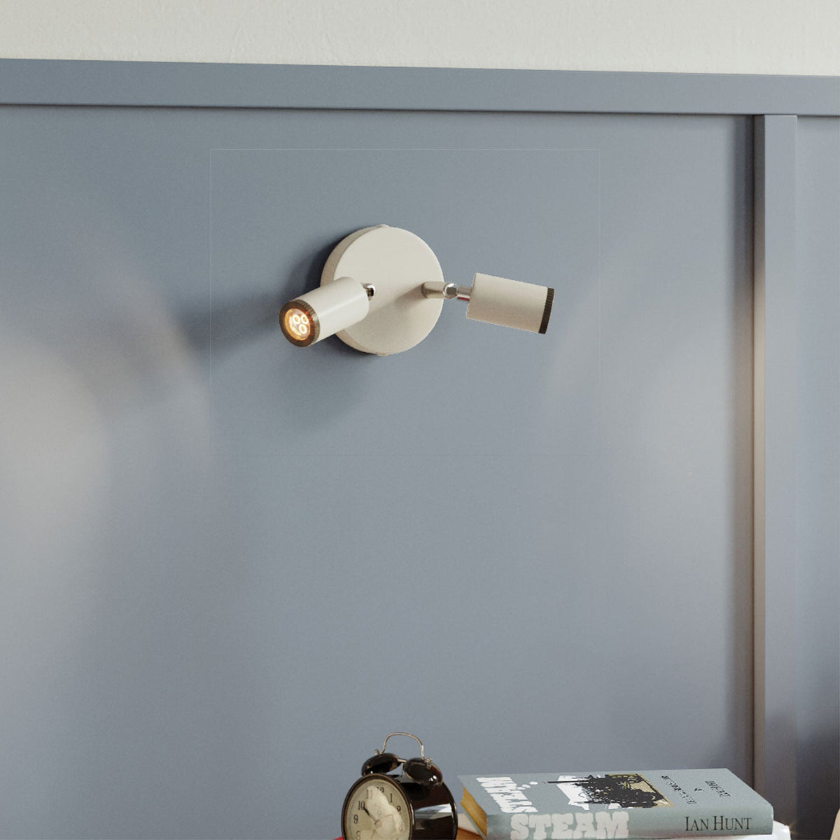 Fermaluce con 2 faretti orientabili Mini Spotlight GU1d0 - Bianco opaco