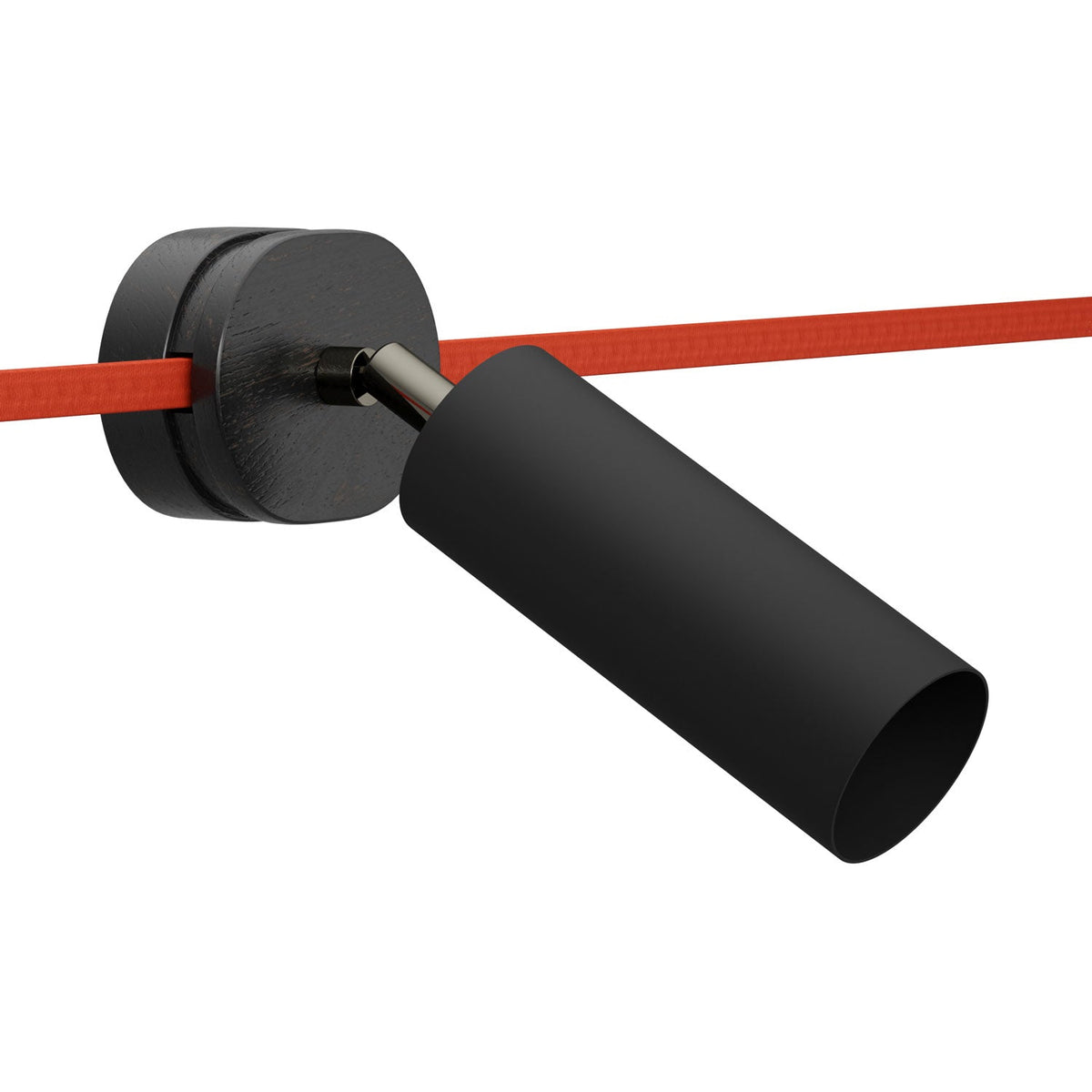 Fermaluce Filè faretto orientabile con paralume in metallo Tub-E14, lampada a parete o soffitto per Sistema Filè - Nero