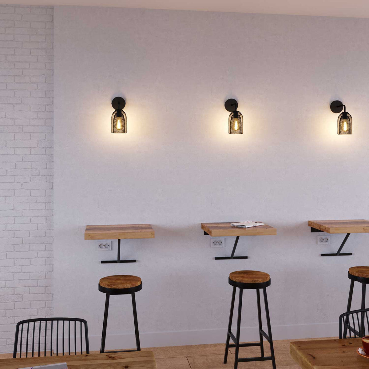 Fermaluce Metal con paralume Ghostbell, lampada a muro in metallo con estensione curva - Nero
