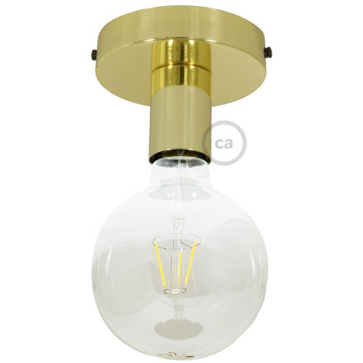 Fermaluce Metal, il punto luce in metallo a parete o soffitto - Ottone
