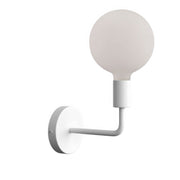 Fermaluce Metal, lampada a muro in metallo con estensione curva - Bianco