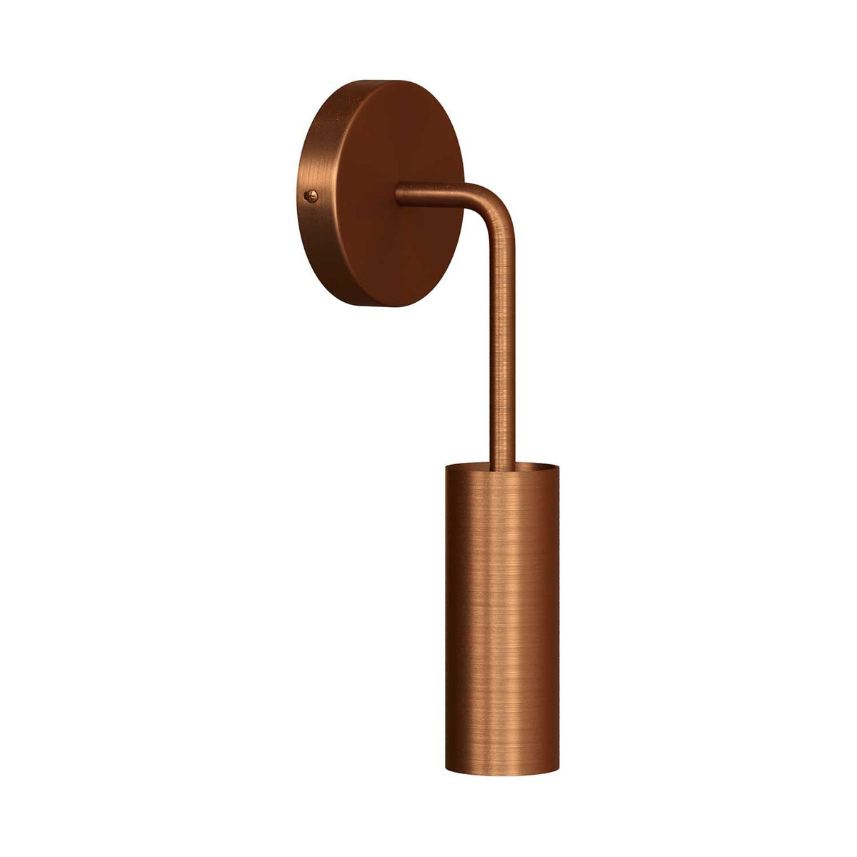 Fermaluce Metal, lampada a muro in metallo con estensione curva e paralume Tub-E14 - Rame satinato