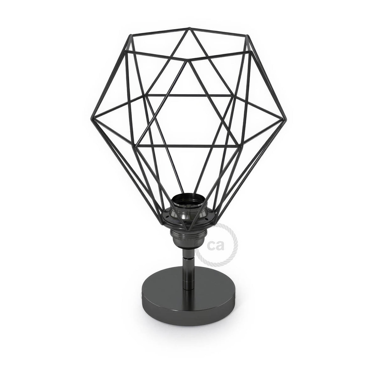 Fermaluce Metallo 90° con paralume Diamond, lampada filomuro orientabile in metallo - Nero perla