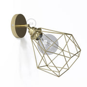 Fermaluce Metallo 90° con paralume Diamond, lampada filomuro orientabile in metallo - Ottone