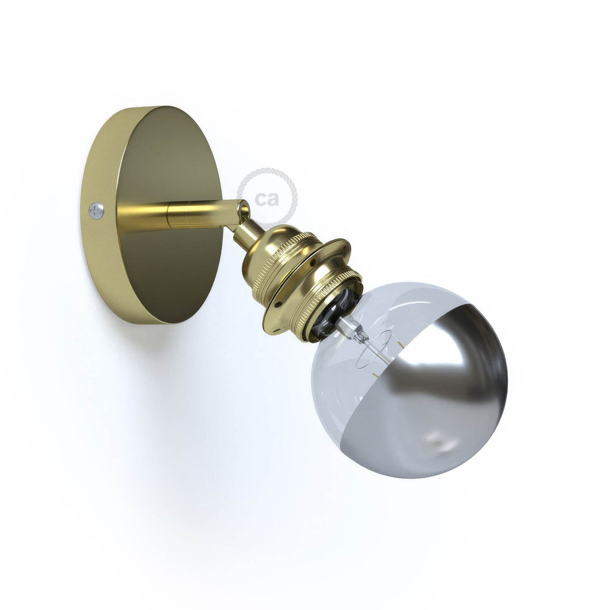 Fermaluce Metallo 90° con portalampada filettato E27, punto luce in metallo orientabile - Ottone