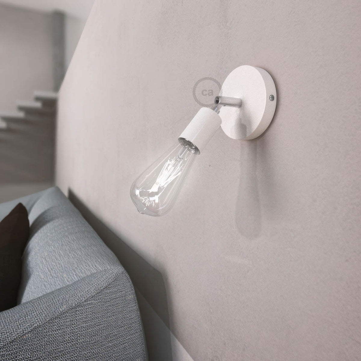 Fermaluce Metallo 90°, punto luce orientabile da parete o soffitto - Bianco lucido