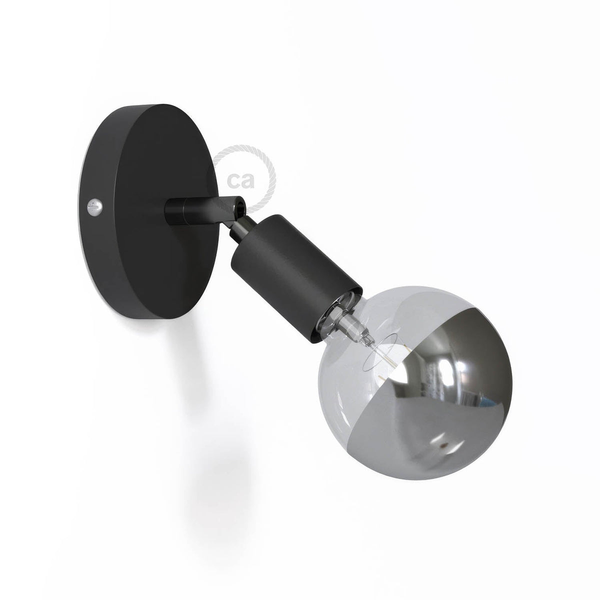 Fermaluce Metallo 90°, punto luce orientabile da parete o soffitto - Nero