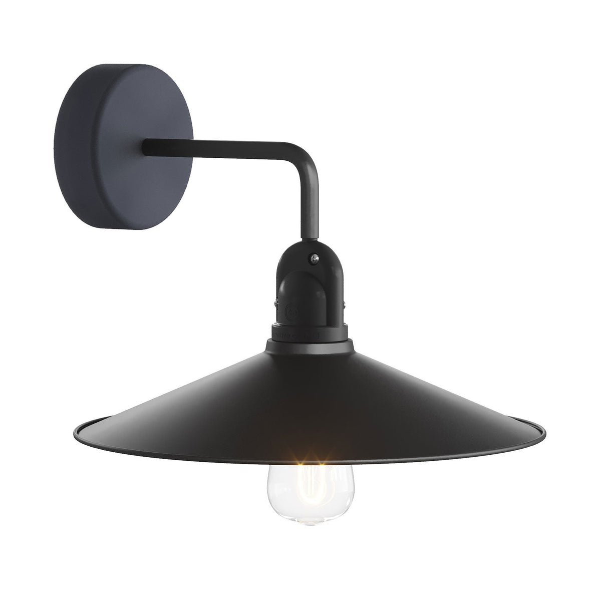 Fermaluce Modulair con estensione a L, paralume Swing e portalampada IP65 waterproof - Nero