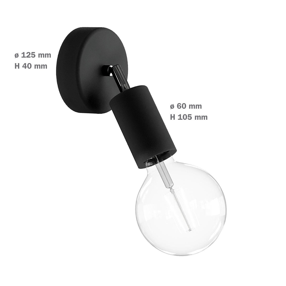 Fermaluce Modulair ELEGANT con snodo orientabile, rosone e portalampada IP65 waterproof - Nero