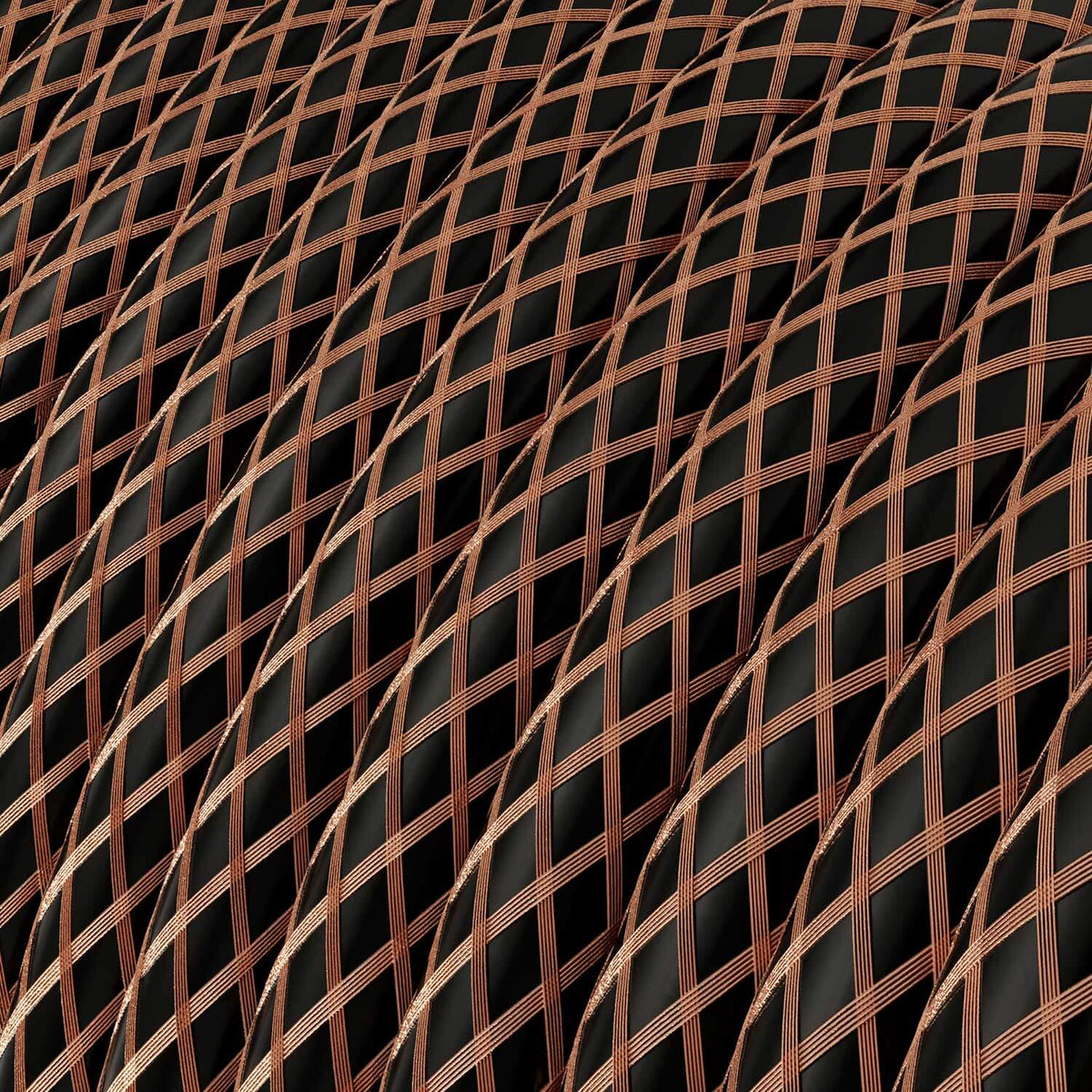 Filo elettrico in tessuto Nero con maglia in Rame - L'Originale Creative Cables, adatto per impianti a vista di design - RR02