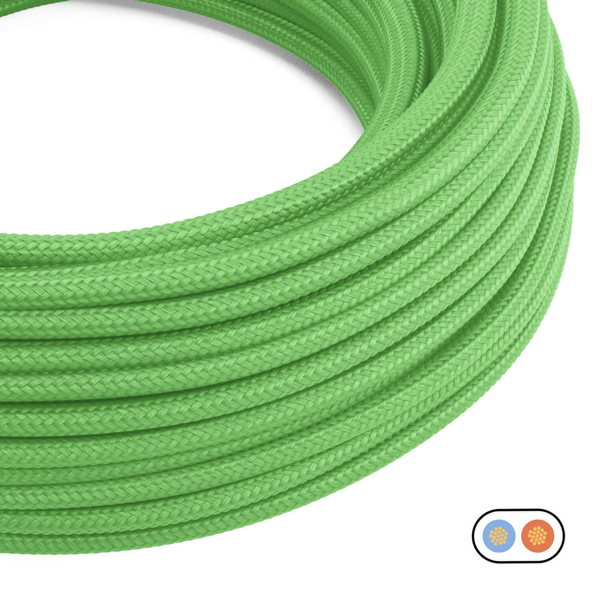 Filo elettrico piatto ricoperto in tessuto lucido Verde Lime - PM18