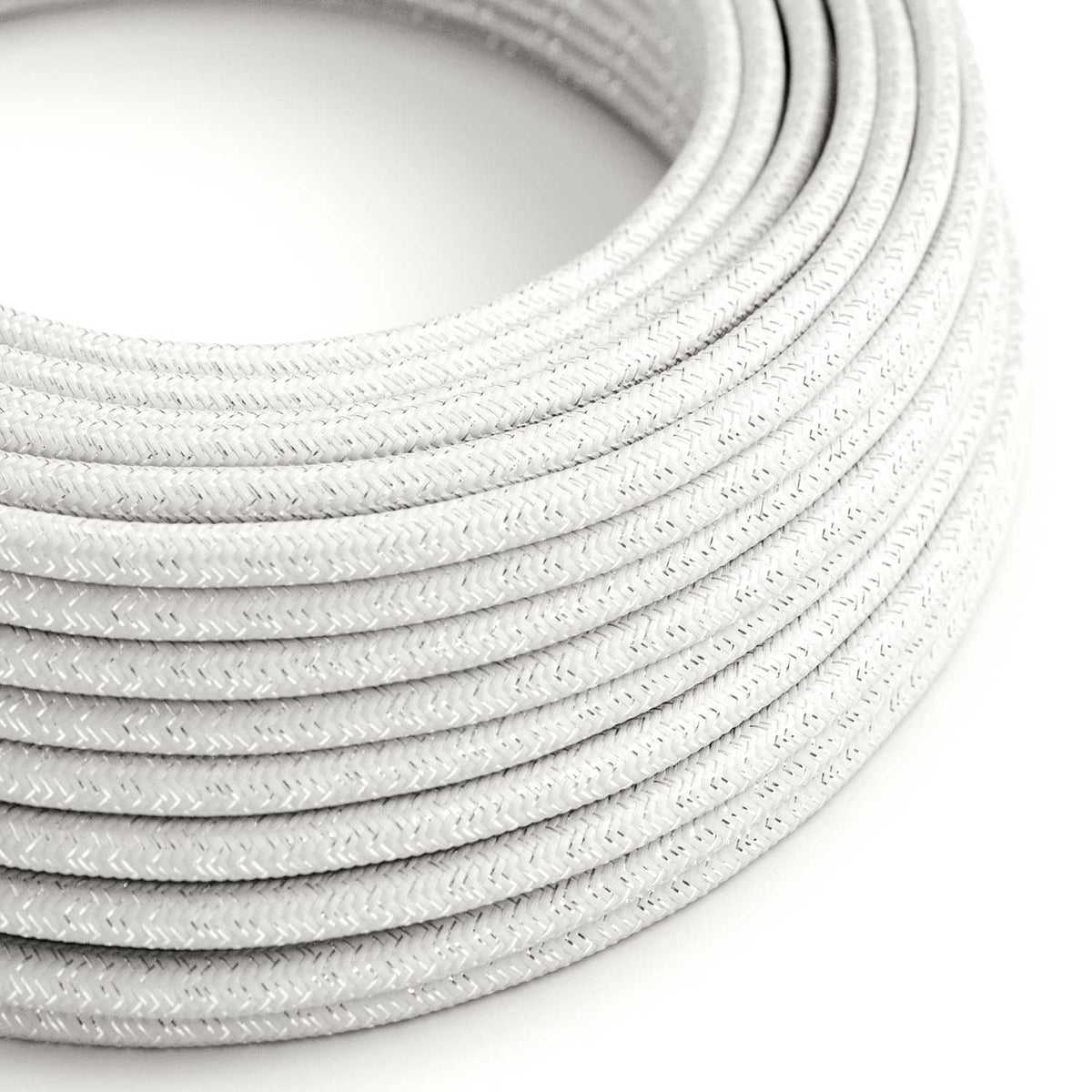 Filo elettrico ricoperto Bianco lucido e glitterato - L'Originale Creative Cables, per decorazioni luminose uniche - RL01
