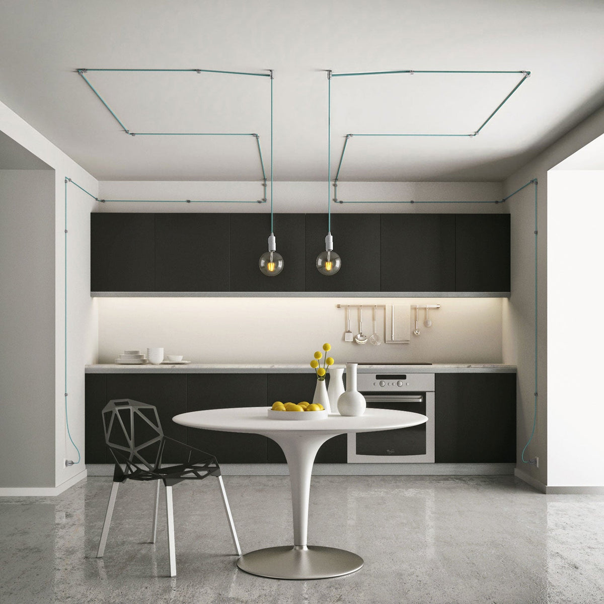 Fissaggio a parete passacavo universale per cavo tessile per illuminazione 2x0,75 e 3x0,75 - Trasparente