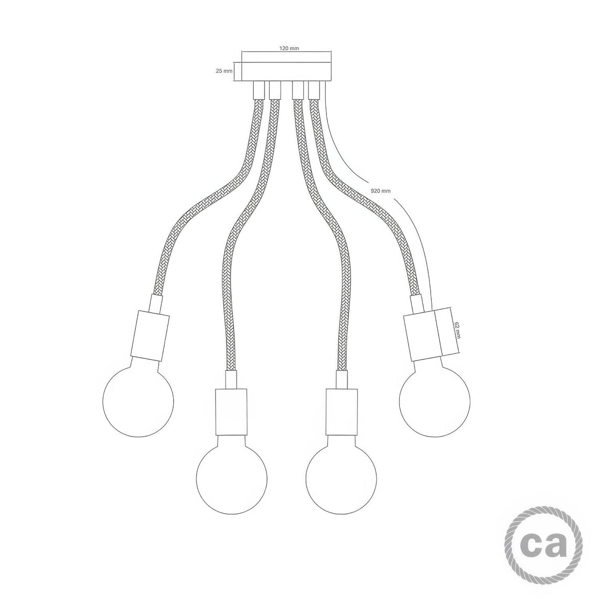 Flex 90 lampada da soffitto snodabile a luce diffusa con lampadina LED G95 - Nero
