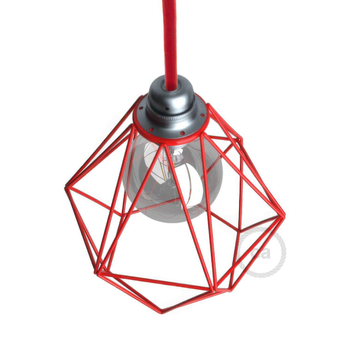 Gabbia paralume Diamond in metallo con attacco E27 - Rosso