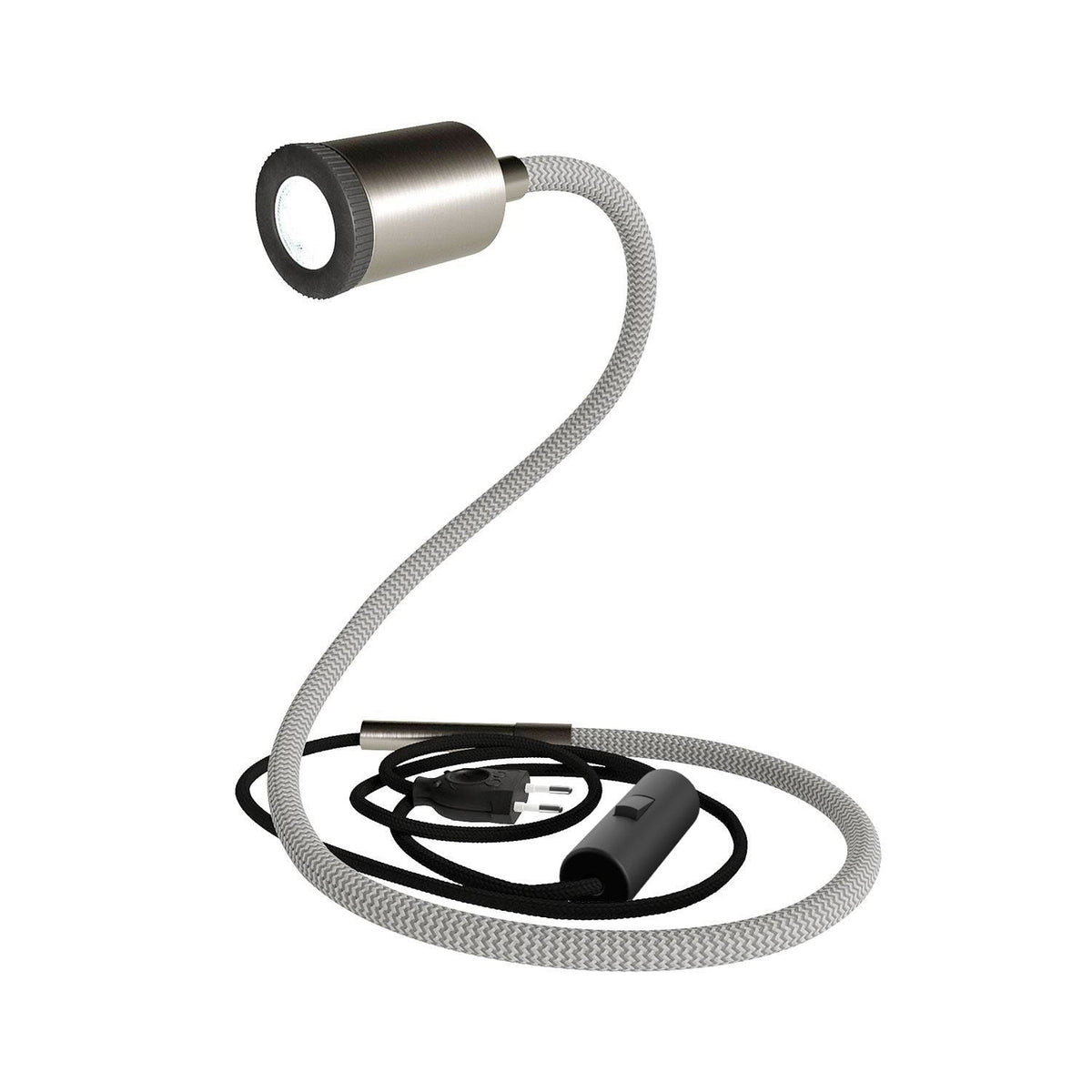 GU1d-one Lampada snodabile senza base con mini faretto LED - Titanio satinato