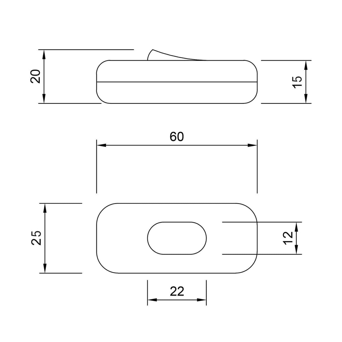 Interruttore Bipolare infracavo - Nero