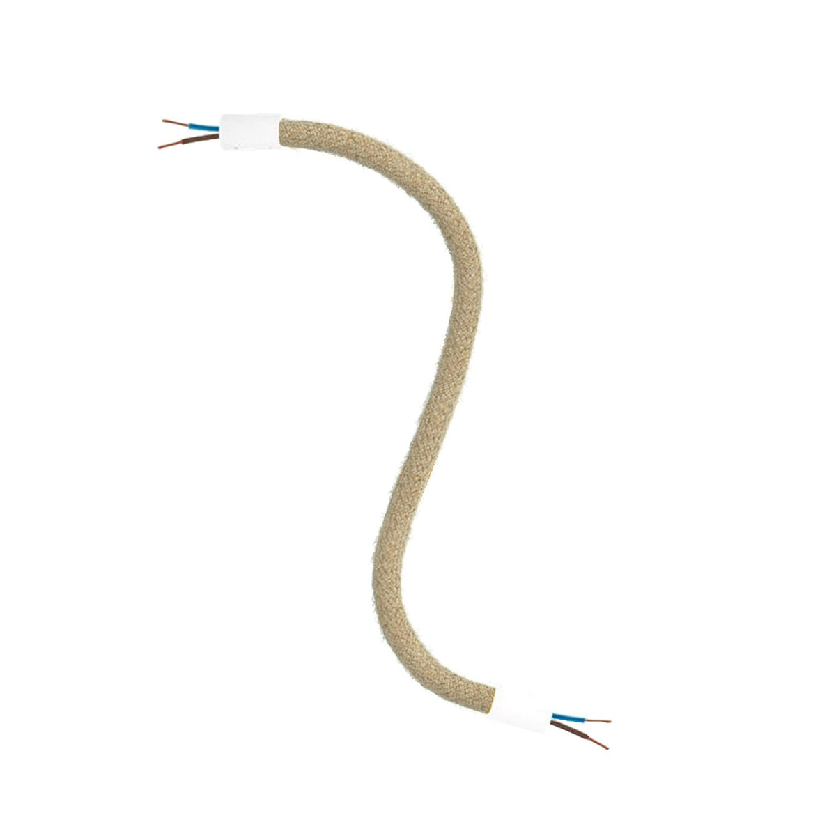 Kit Creative Flex tubo flessibile di estensione rivestito in juta RN06 Neutro con terminali metallici Bianco opaco 30 cm
