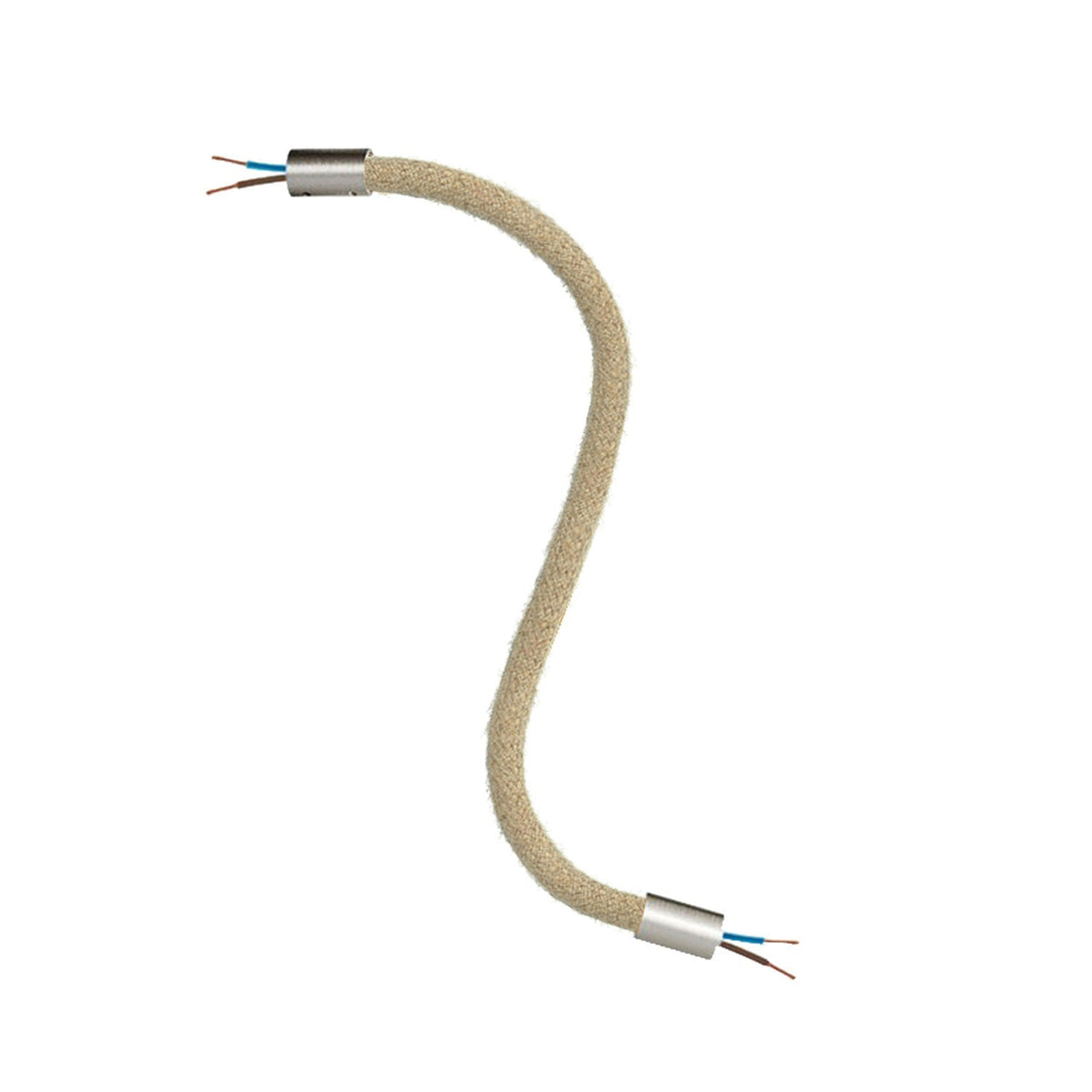 Kit Creative Flex tubo flessibile di estensione rivestito in juta RN06 Neutro con terminali metallici Titanio satinato 30 cm