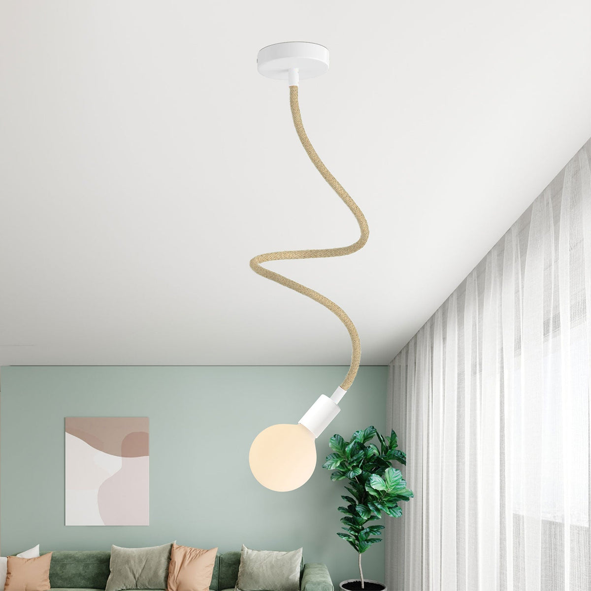 Kit Creative Flex tubo flessibile di estensione rivestito in juta RN06 Neutro con terminali metallici Bianco opaco 90 cm