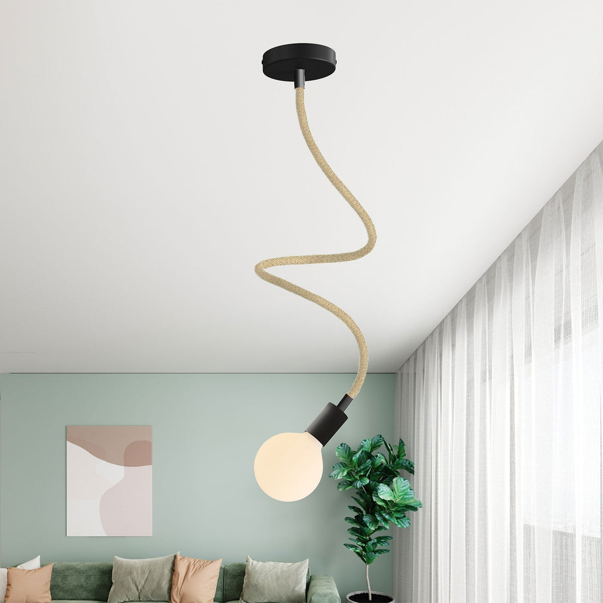 Kit Creative Flex tubo flessibile di estensione rivestito in juta RN06 Neutro con terminali metallici Nero 90 cm