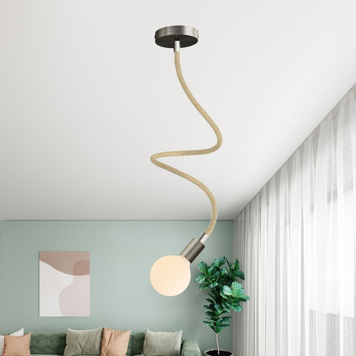 Kit Creative Flex tubo flessibile di estensione rivestito in juta RN06 Neutro con terminali metallici Titanio satinato 90 cm