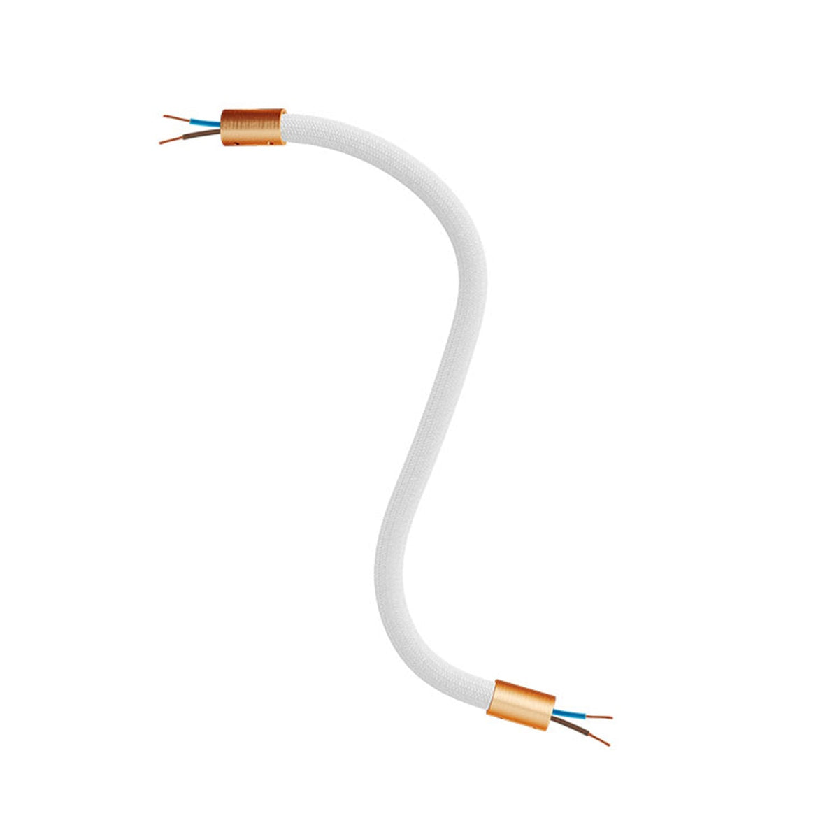 Kit Creative Flex tubo flessibile di estensione rivestito in tessuto RM01 Bianco con terminali metallici Rame satinato 30 cm