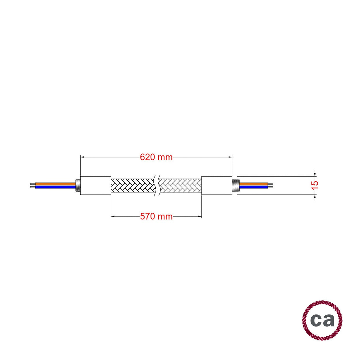 Kit Creative Flex tubo flessibile di estensione rivestito in tessuto RM20 Blu scuro con terminali metallici Bianco opaco 60 cm
