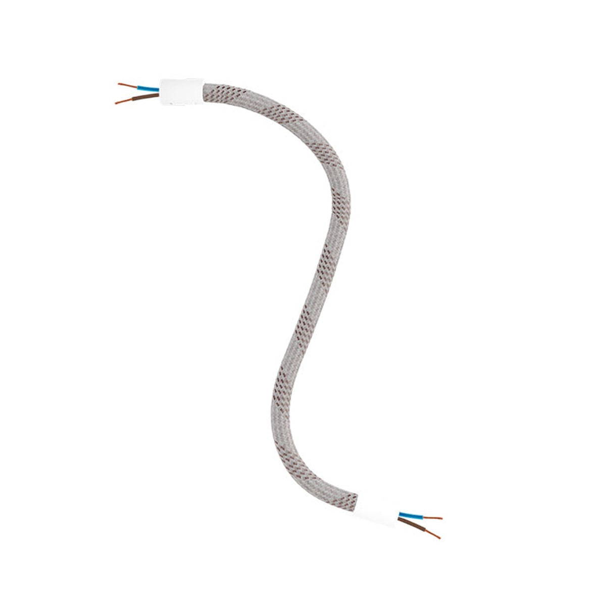 Kit Creative Flex tubo flessibile di estensione rivestito in tessuto RM72 Mèlange chiaro con terminali metallici Bianco opaco 30 cm