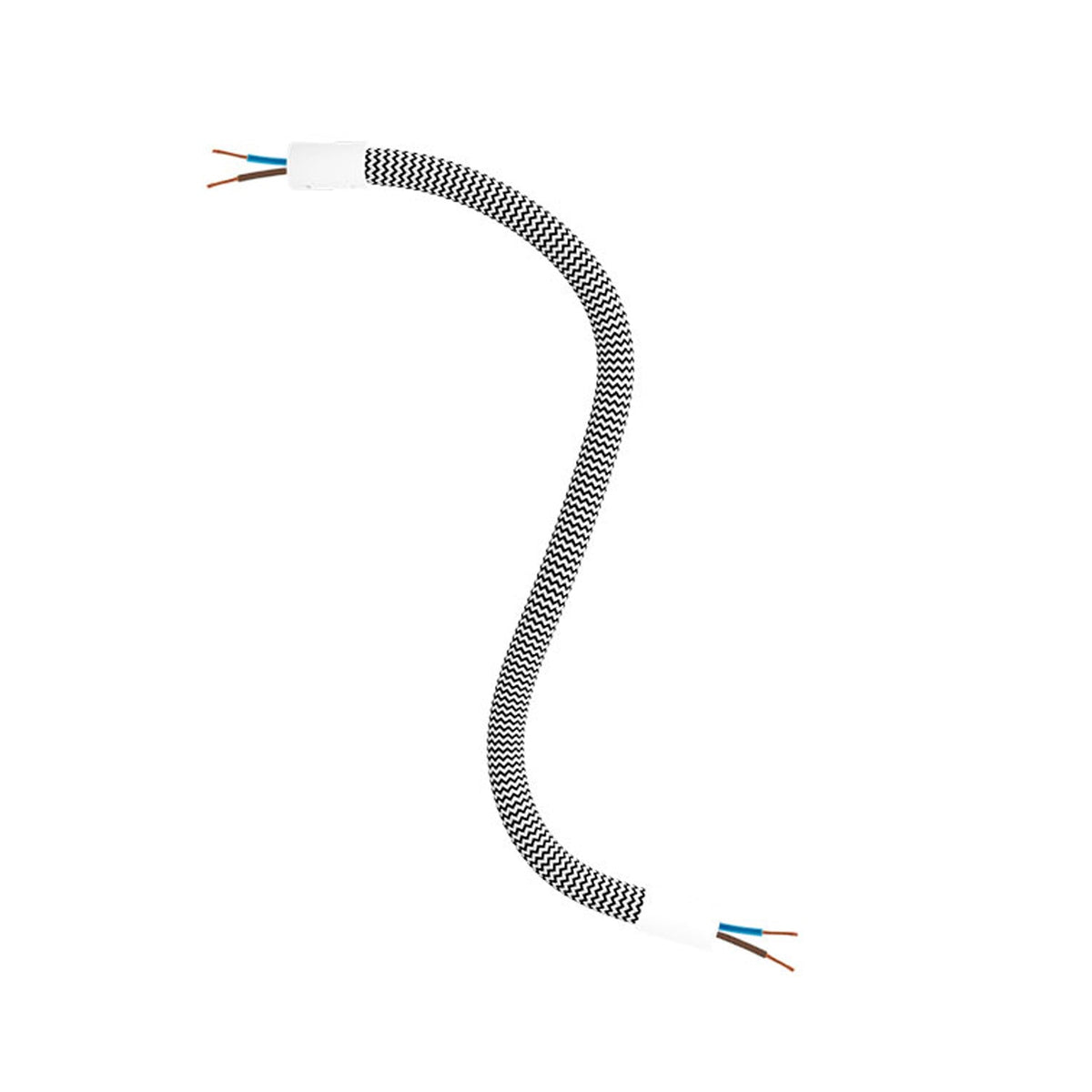 Kit Creative Flex tubo flessibile di estensione rivestito in tessuto RZ04 Nero Bianco con terminali metallici Bianco opaco 30 cm