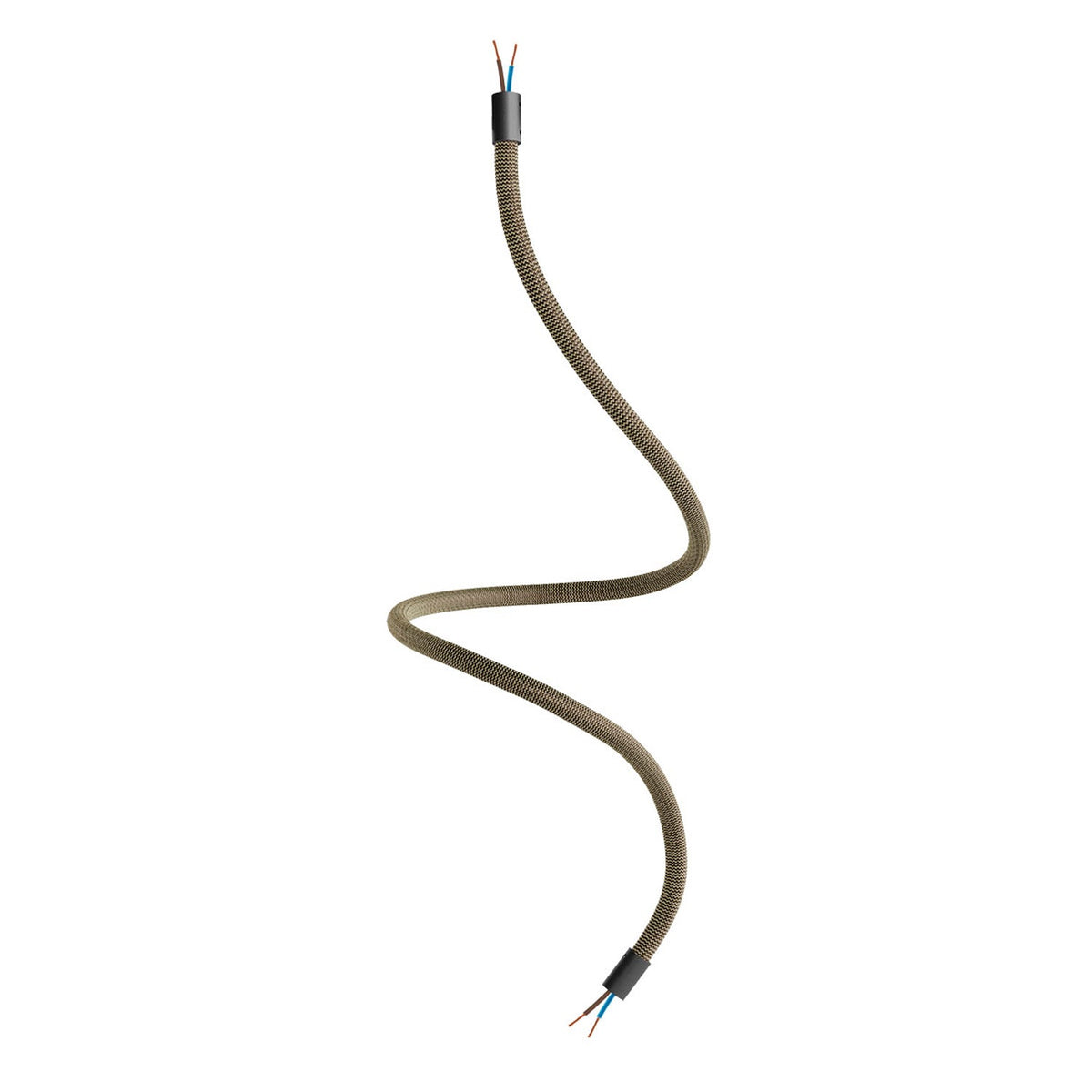 Kit Creative Flex tubo flessibile di estensione rivestito in tessuto RZ24 Nero e Oro con terminali metallici Nero 90 cm