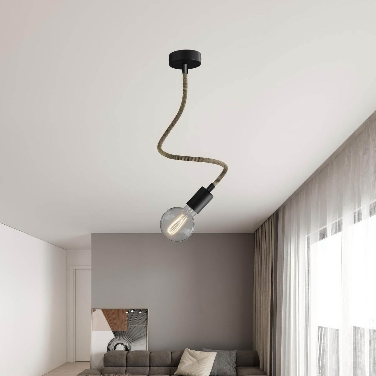 Kit Creative Flex tubo flessibile di estensione rivestito in tessuto RZ24 Nero e Oro con terminali metallici Nero 60 cm