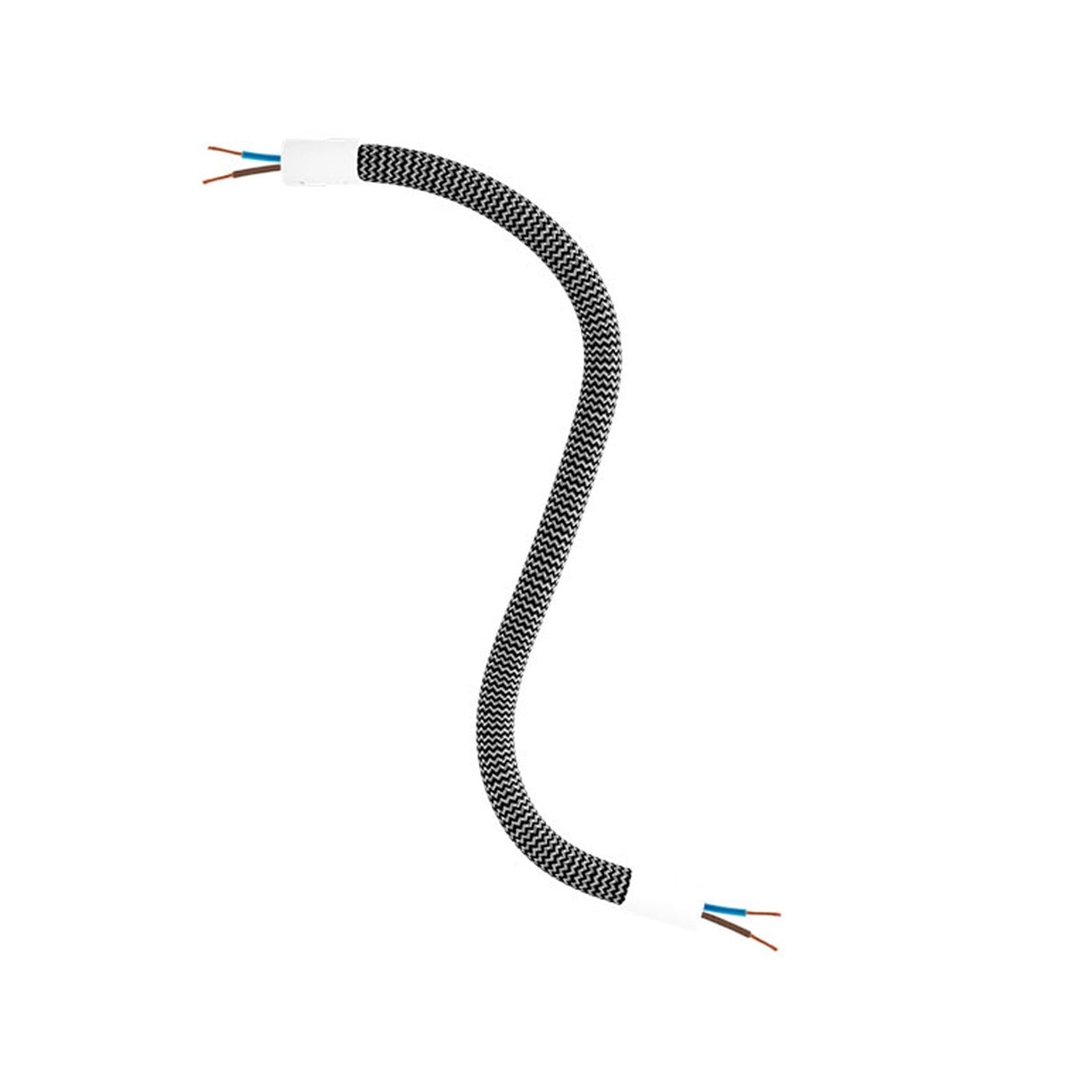 Kit Creative Flex tubo flessibile di estensione rivestito in tessuto RZ30 Nero Ferro con terminali metallici Bianco opaco 30 cm
