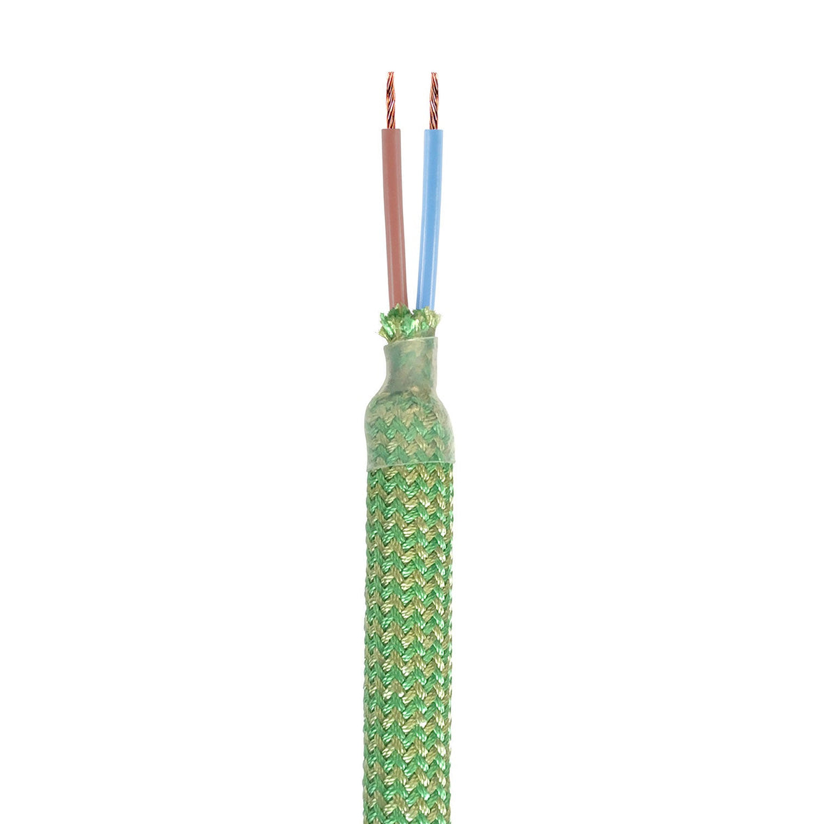 Kit Creative Flex tubo flessibile rivestito in tessuto RM77 Verde prato con terminali metallici Bianco opaco 30 cm