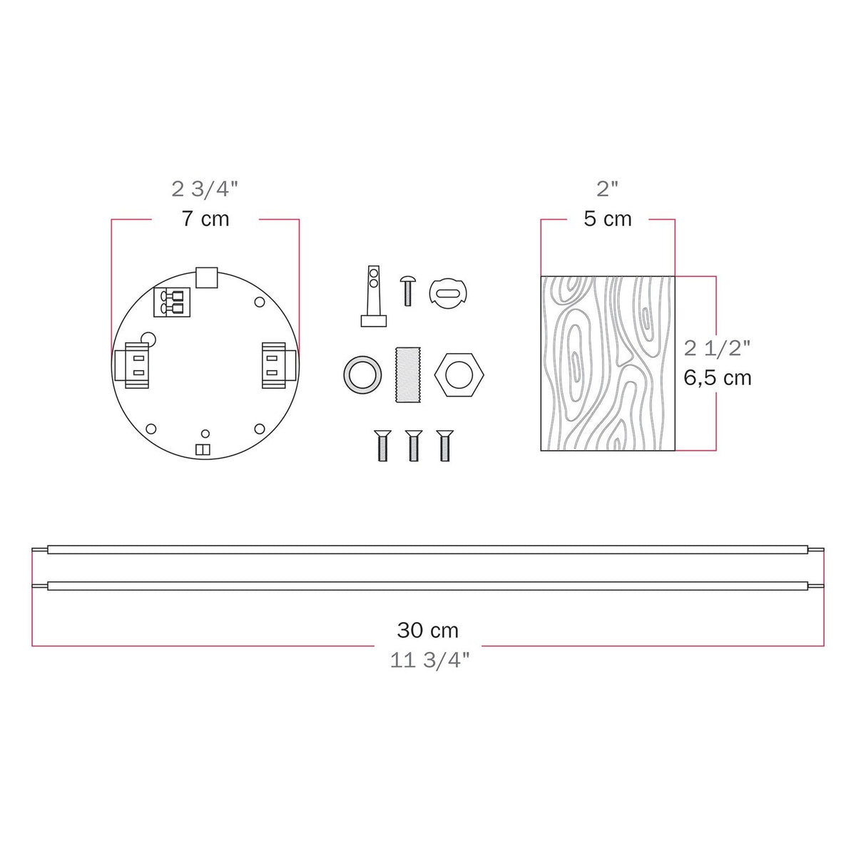 Kit elettronico per lampade a batteria 5V USB-C con portalampada E27 in legno - Neutro