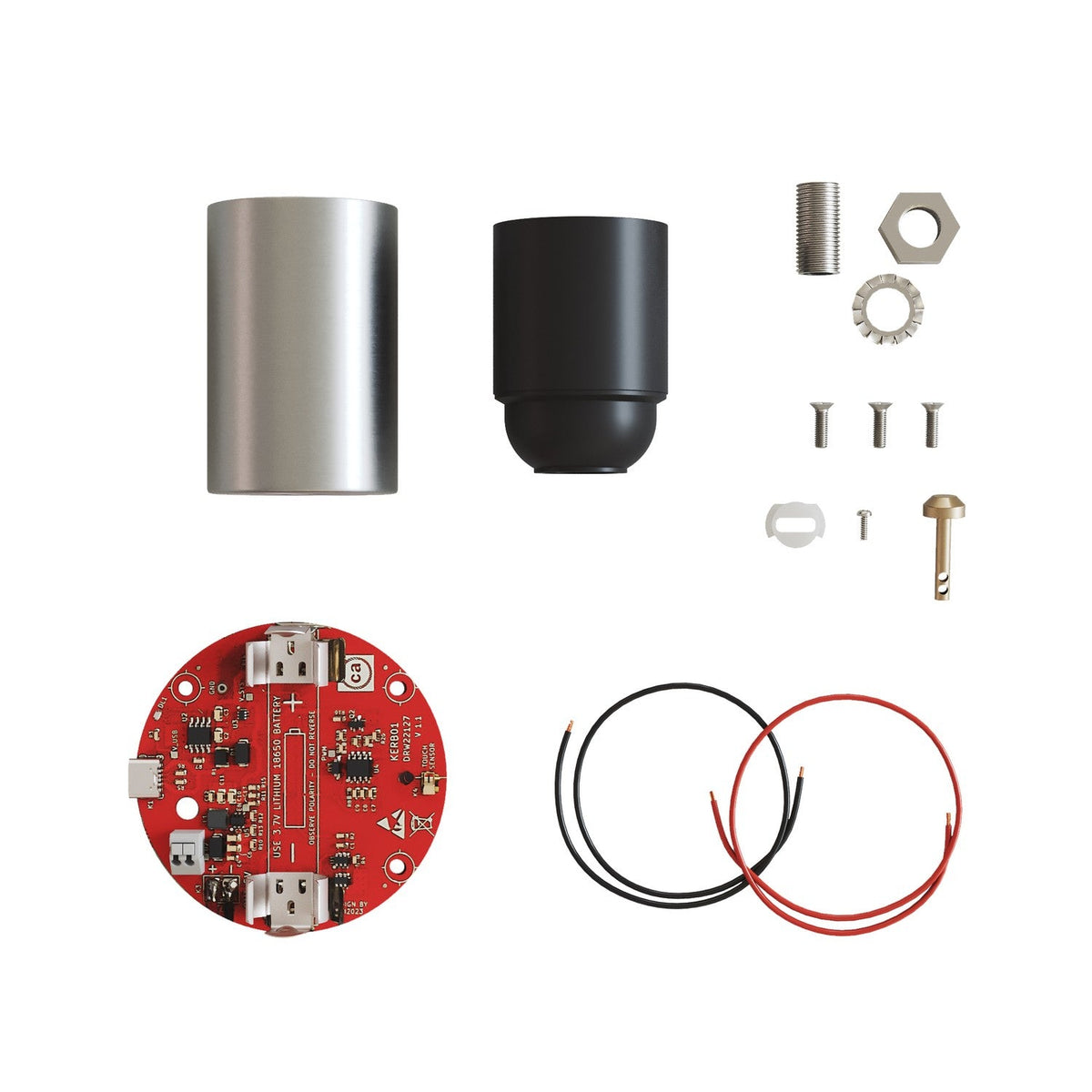 Kit elettronico per lampade a batteria 5V USB-C con portalampada E27 - Titanio satinato