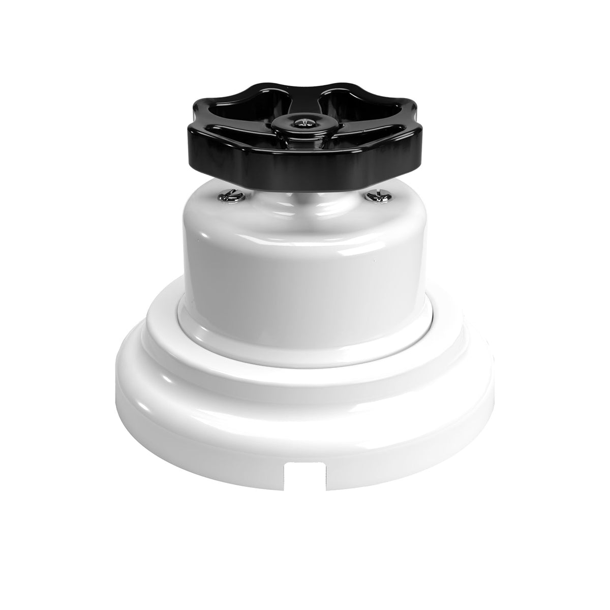 Kit interruttore/deviatore con manopola e base in porcellana bianca Nero