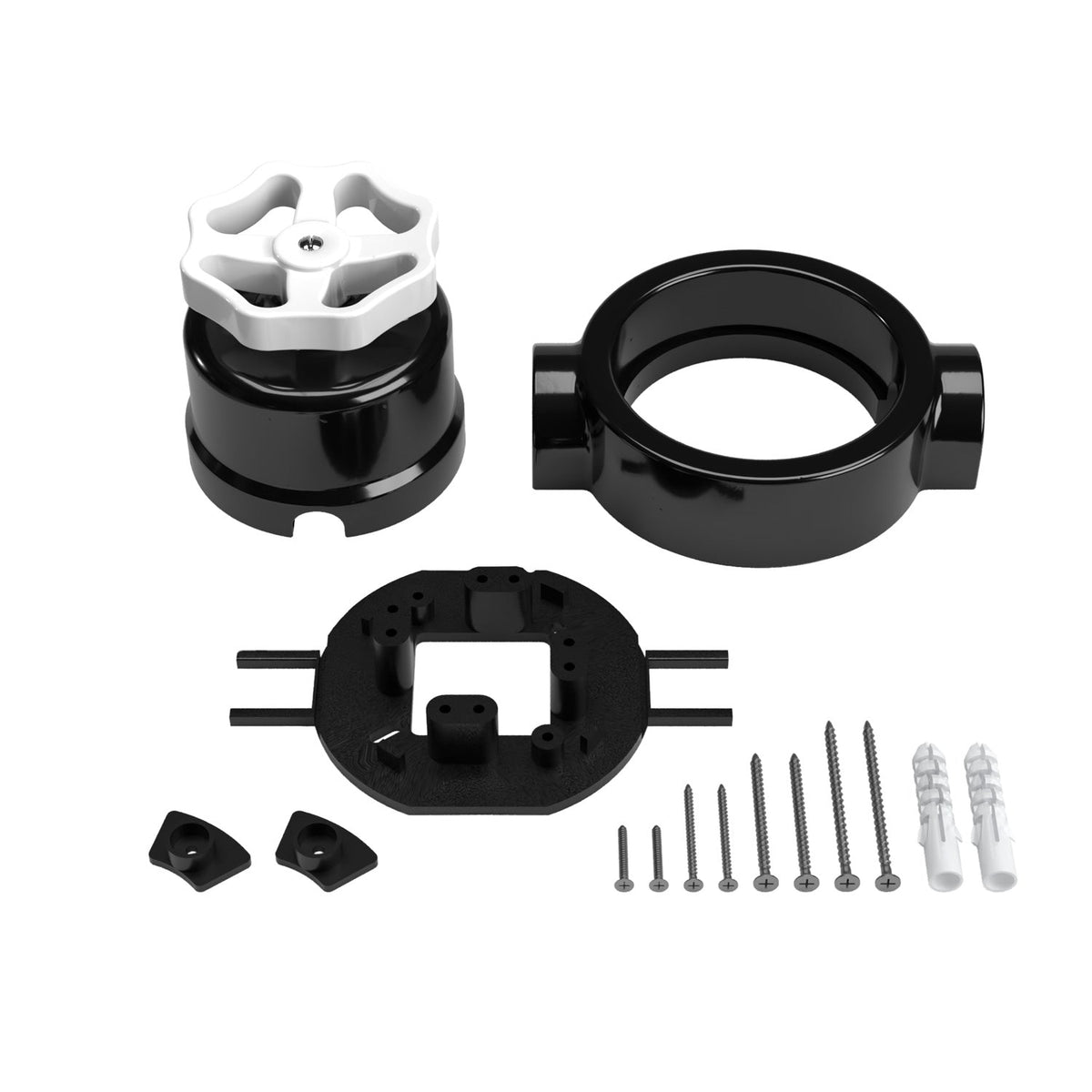 Kit interruttore/deviatore con manopola e base per Creative-Tubes in porcellana nera Bianco 2 in linea