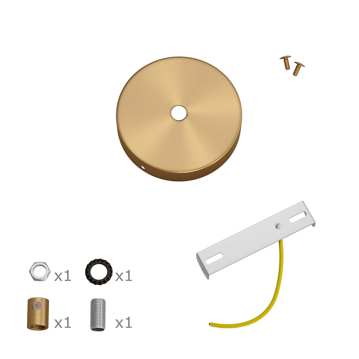 Kit Mini Rosone cilindrico in metallo a 1 foro centrale - Bronzo satinato Cilindrico