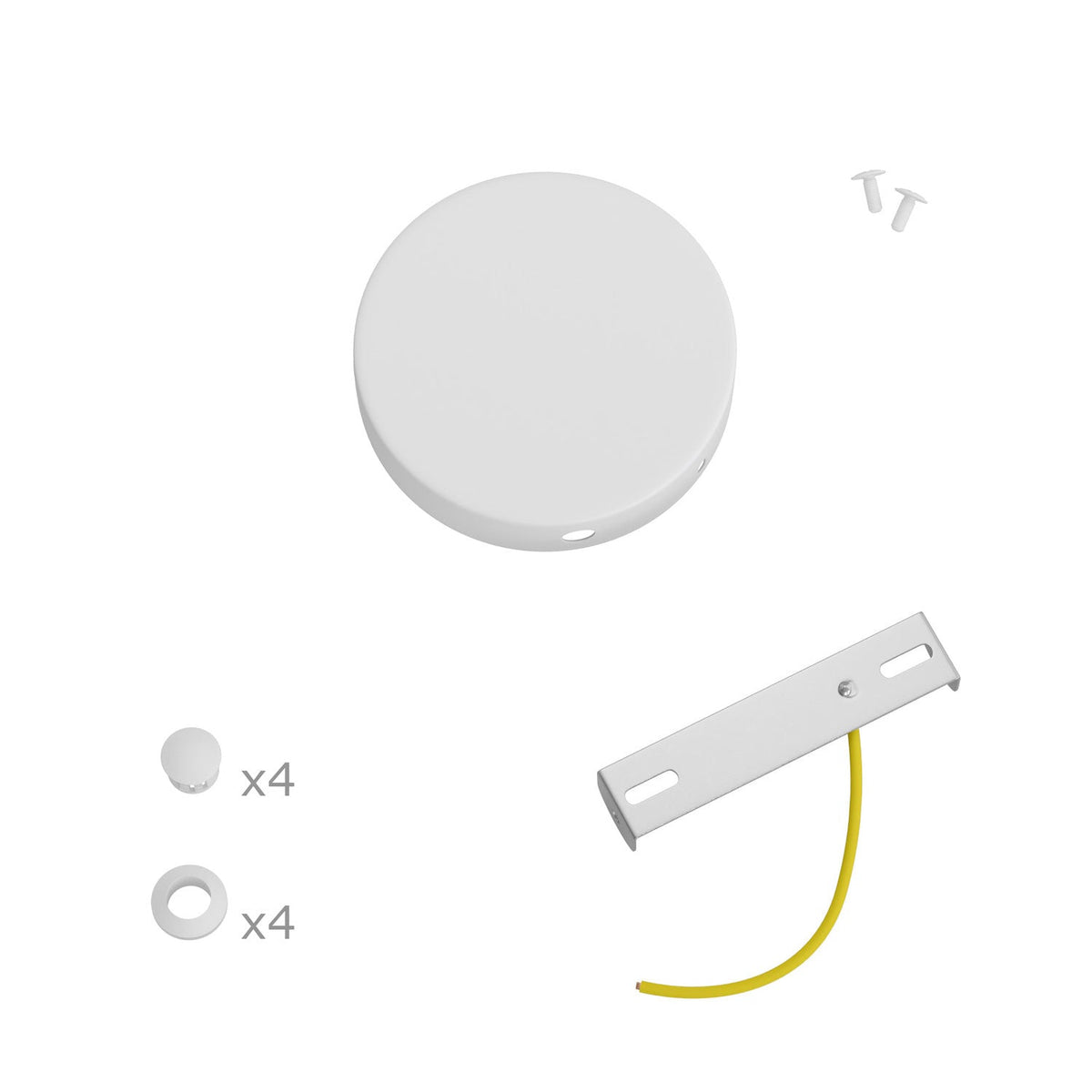 Kit Mini rosone cilindrico in metallo a 4 fori laterali (scatola di derivazione) - Bianco opaco