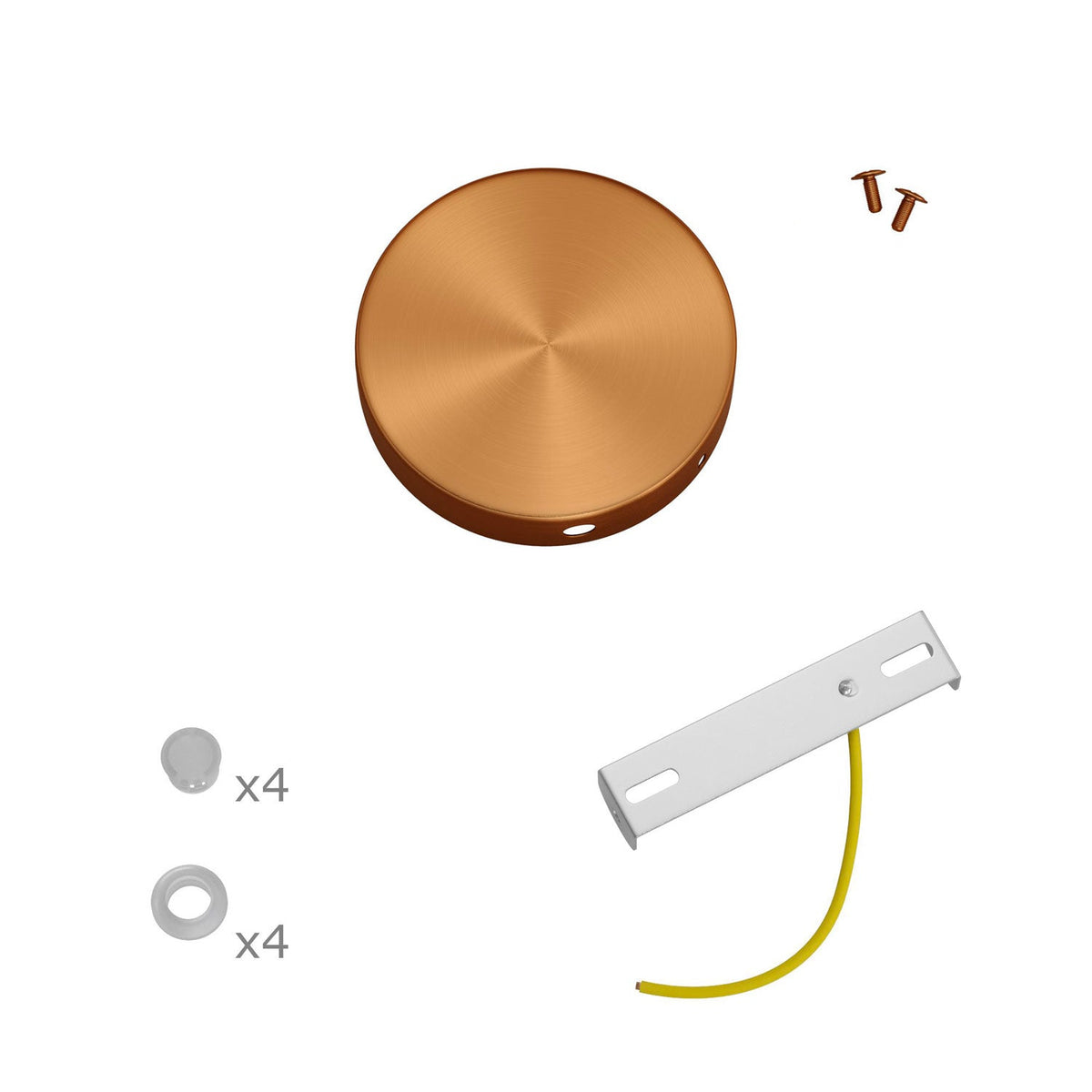 Kit Mini rosone cilindrico in metallo a 4 fori laterali (scatola di derivazione) - Rame satinato