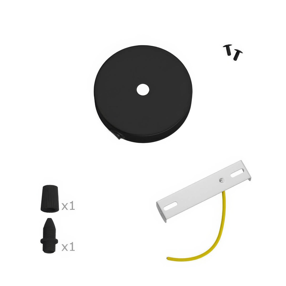 Kit mini rosone cilindrico in metallo con interruttore - Nero