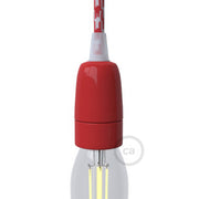 Kit portalampada E14 in porcellana - Rosso