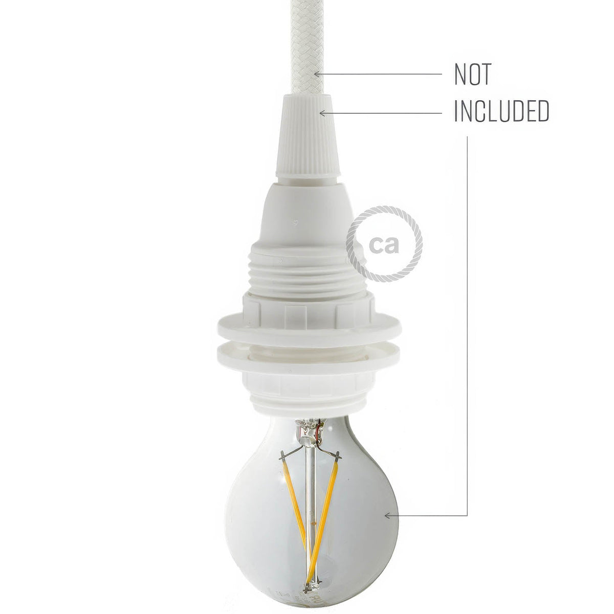 Kit portalampada E14 in termoplastica con doppia ghiera per paralume - Bianco
